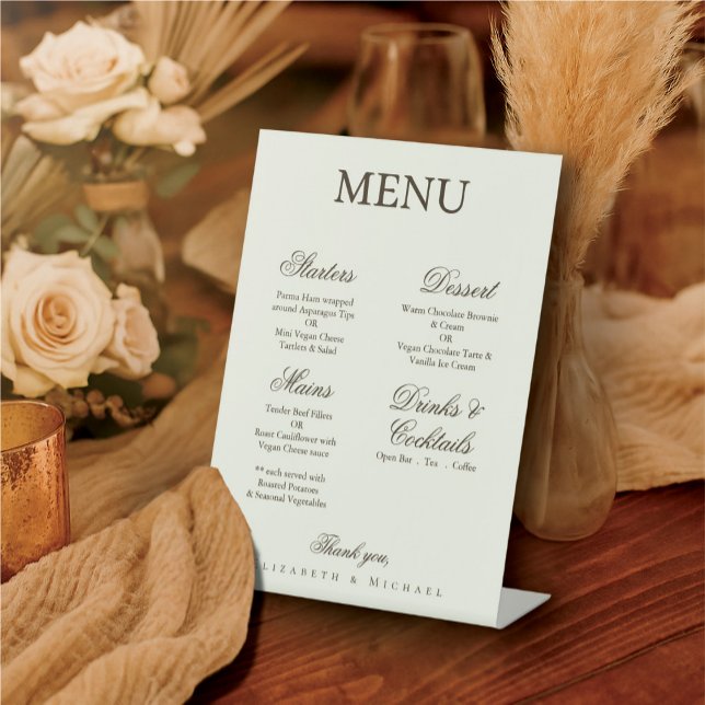 Expositor En L Ivory Minimalist Boho Wedding Menu (Subido por el creador)