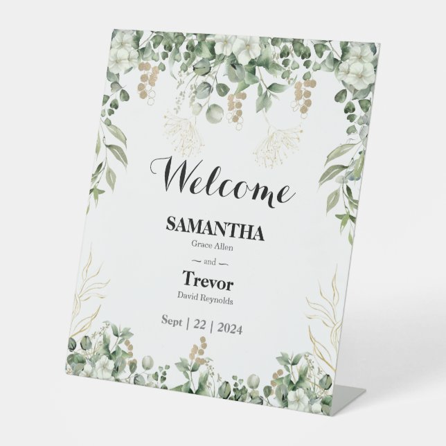 Expositor En L Jardín dorado: Un Rótulo Boda botánico (Anverso)