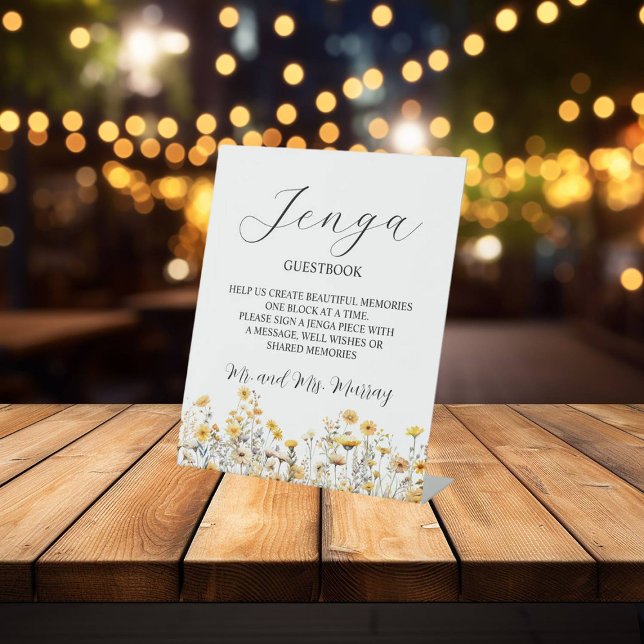 Expositor En L Jenga Boda Guestbook Elegant Wildflowers (Subido por el creador)