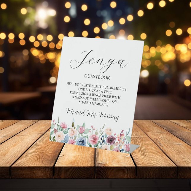 Expositor En L Jenga Boda Guestbook Elegantes Rosas de Rubor (Subido por el creador)