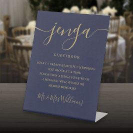 Expositor En L Jenga Boda Guestbook Script Nave Blue And Gold
