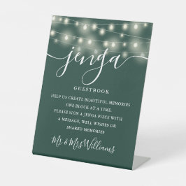 Expositor En L Jenga Boda Guestbook String Lights Emerald
