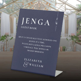 Expositor En L Jenga Guest Book Navy Azul Minimalista moderno