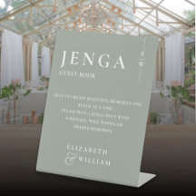 Jenga Guest Book Sage Green Minimalista Moderno