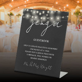 Expositor En L Jenga Guestbook Luces De Cuerdas Blancas Y Negra
