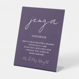 Expositor En L Jenga Guestbook Purple Script Minimalista