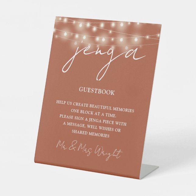 Expositor En L Jenga Guestbook Terracotta String Lights (Anverso)