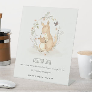 Expositor En L Joey Mama Kangaroo Floral Personalizado de Baby Sh