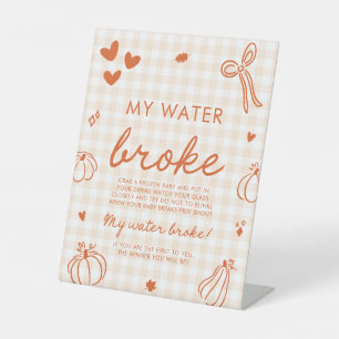 Expositor En L Juego de Baby Shower 'Se Rompió Mi Agua de Calabaz