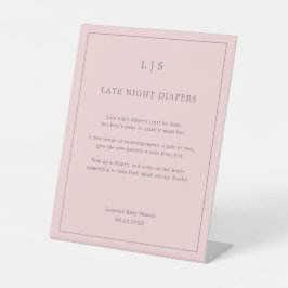 Expositor En L Juego de Baby Shower Simple Pink Late Night Diaper