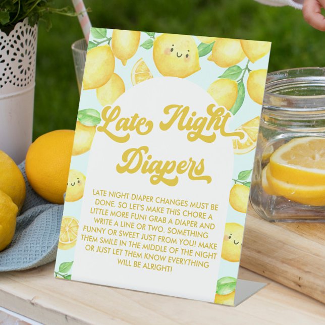 Expositor En L Juego Lemon Baby Shower Late Night Diapers (Subido por el creador)