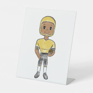 Expositor En L jugador de fútbol retro vintage negro amarillo sim