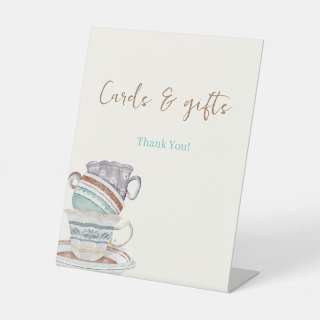 Expositor En L JULIET Tea Set Fiesta Tarjetas Regalos Rótulo (Anverso)