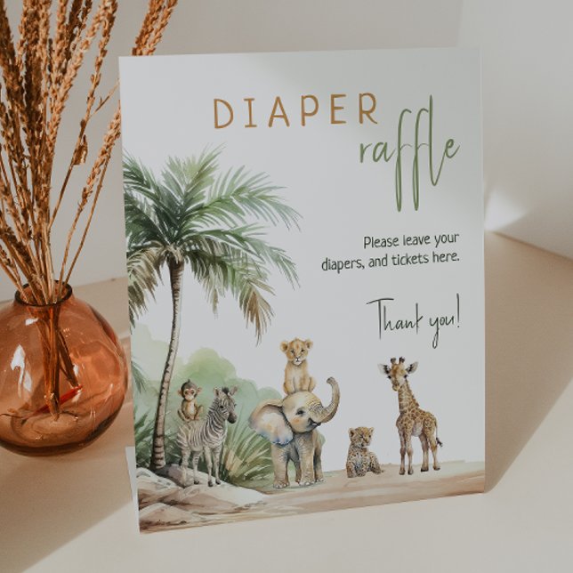 Expositor En L Jungle Safari Animals Baby Shower Diaper Raffle (Subido por el creador)