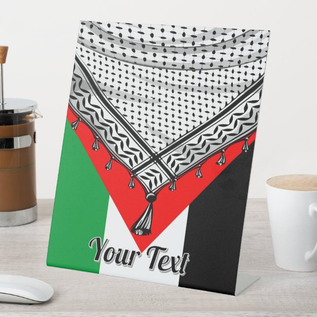 Expositor En L Keffiyeh palestino Scarf tejido tradicional (In Situ)