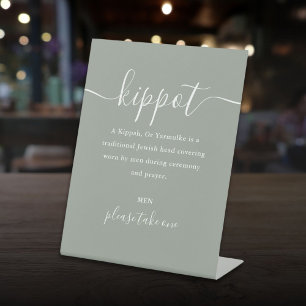 Expositor En L Kippot Bodas Judías Verde Salvia Escritura Yarmulk