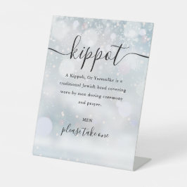 Expositor En L Kippot de boda judía de invierno Script Yarmulke