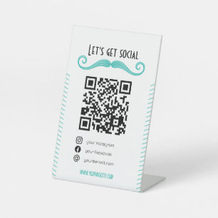 Expositor En L La barbería de código QR turquesa me escanea en lo