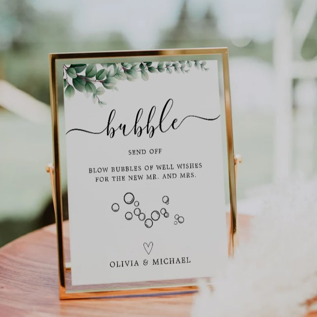 Expositor En L La burbuja de la vegetación desecha el Rótulo, el  (Greenery Bubble Send Off Sign, Wedding Sign, Pedestal Sign)