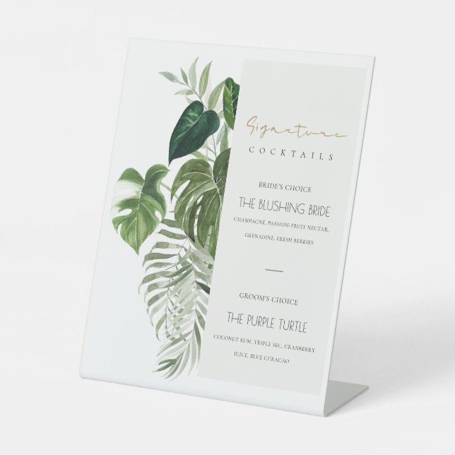 Expositor En L La firma de follaje verde bebe cócteles (Anverso)