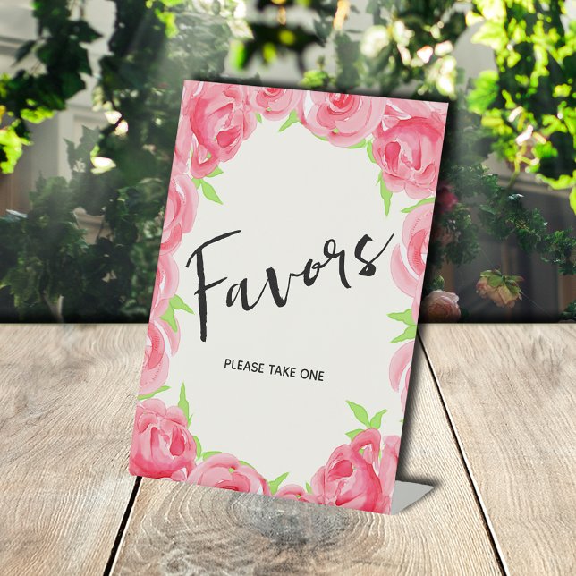 Expositor En L La moda favorece la ducha de novias rosa (Favors Pink Roses Bridal Shower Pedestal Sign)