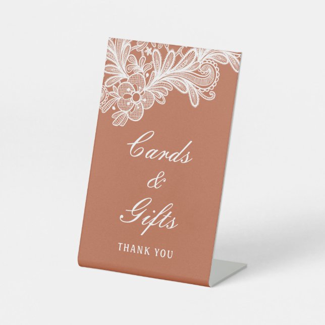 Expositor En L Lace blanco en las tarjetas de terracota y los reg (Anverso)