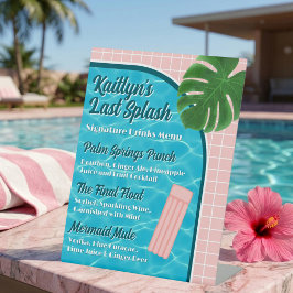 Expositor En L Last Splash Bachelorette Signature Drinks Menu