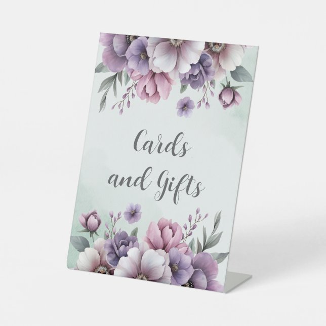 Expositor En L Lavanda con ducha de novia y flor verde (Anverso)