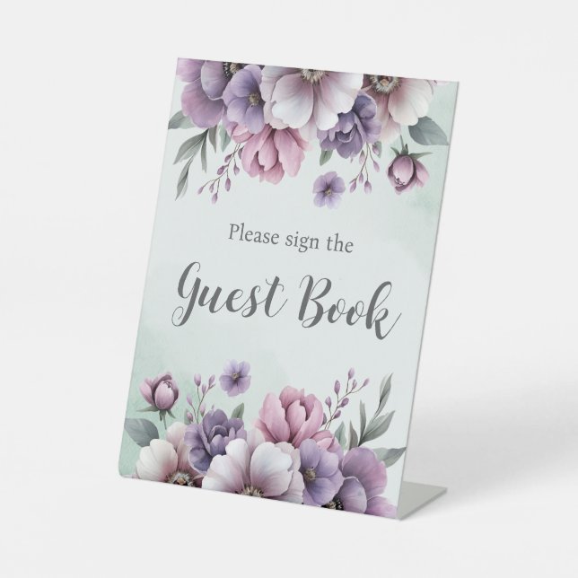 Expositor En L Lavanda con ducha de novia y flor verde (Anverso)