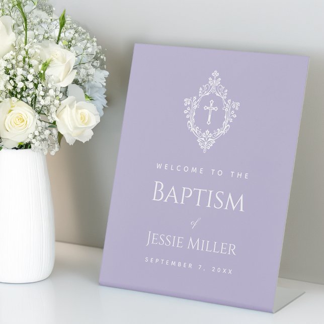 Expositor En L Lavender Baptism Welcome Cross in Crest Elegant  (Subido por el creador)