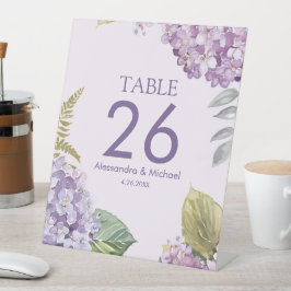 Expositor En L Lavender Hydrangea Flores y Fern Leave Boda