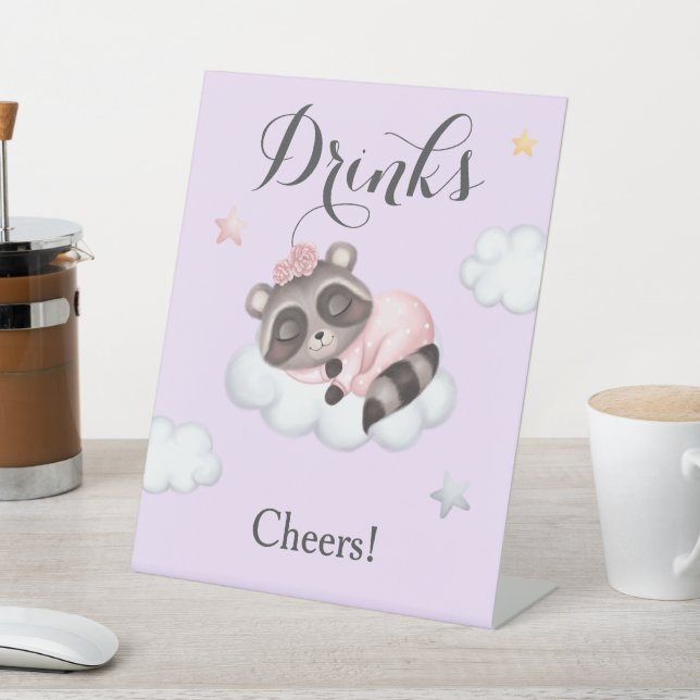 Expositor En L Lavender Raccoon Animal Baby Shower Bebe (In Situ)