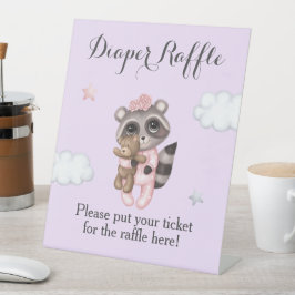 Expositor En L Lavender Raccoon Baby Shower Diaper Raffle
