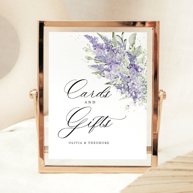Expositor En L Lavender Sage Green Floral Cards & Gifts Wedding (Lavender floral sage green cards & gifts wedding sign elegant  table sign for reception décor)