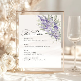 Expositor En L Lavender & Sage Green Floral Wedding Bar Menu