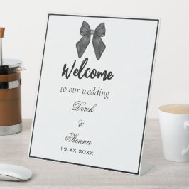 Expositor En L Lazo de cinta clásico boda en blanco y negro