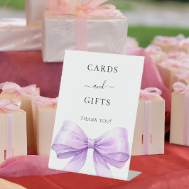 Expositor En L Lazo de lavanda tarjetas blancas regalos signo