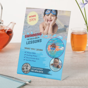 Expositor En L Lecciones de natación Personalizado Rótulo Pedesta