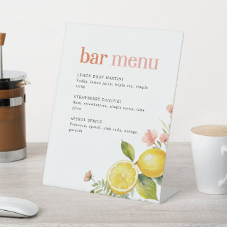 Expositor En L Lemon Floral | Menú Retro Pink Coctail Bar