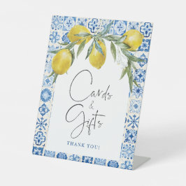 Expositor En L Lemon Mediterranean Blue Tile Cards Gifts Rótulo