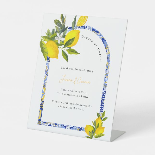 Expositor En L Lemon Mediterranean Bridal Shower Farewell Sign (Anverso)