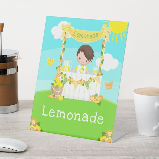 Expositor En L Lemonade Stand Birday Brown Hair Boy (In Situ)