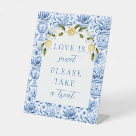 Expositor En L León azul de limón mediterráneo boda de tratamient