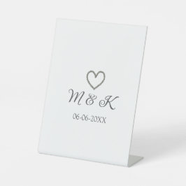 Expositor En L Letra boda de corazón plateado nombre de pareja le