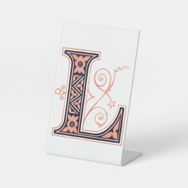 Expositor En L Letra "L" elegante bordada (Anverso)