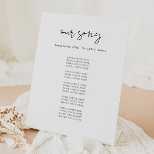 Expositor En L Letras de la canción moderna de Boda Minimalista d