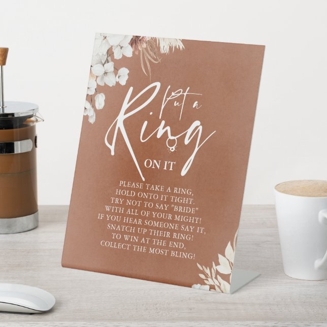 Expositor En L Letrero Boho Floral Blanco de Terracota Ponle un A (In Situ)