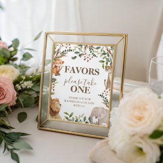 Expositor En L Letrero de agradecimiento Safari Jungle Favors 8x1