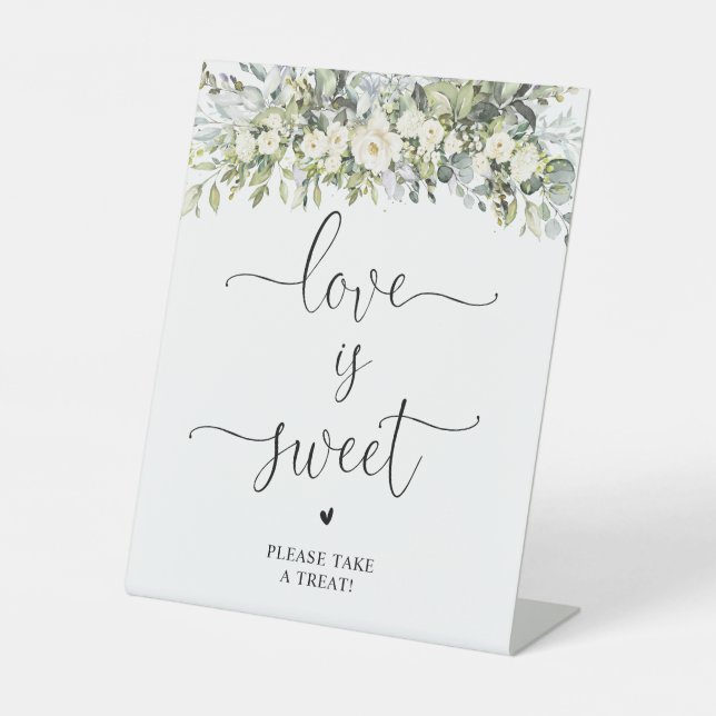 Expositor En L Letrero de Amor Floral Blanco Es Dulce (Anverso)