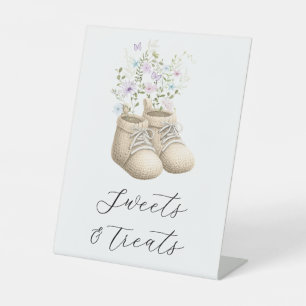 Expositor En L Letrero de Baby Shower Baby in Bloom Sweets & Trea